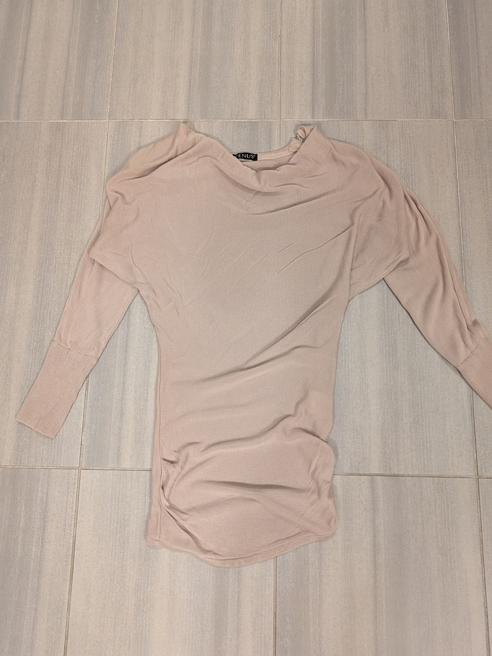 VENUS Dusty Blush Long Sleeve Draped Knit Top